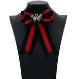 Black Red Necktie Butterfly Bow Brooch