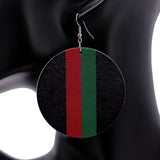 Black Color Block Wooden Vertical Stripe Earrings