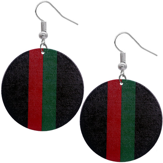 Black Color Block Wooden Vertical Stripe Earrings