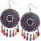 Black Red Wooden Bead Kaleidoscope Pattern Earrings
