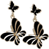 Black Butterfly Rhinestone Dangle Earrings