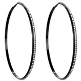 Black Extra Large Rhinestone Hoop Earrings