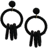 Black Seed Beaded Hoop Earrings