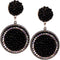 Black Seed Bead Round Flat Disc Earrings