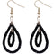 Black Sequin Confetti Double Teardrop Hoop Earrings