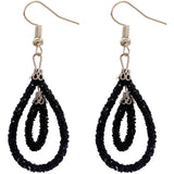 Black Sequin Confetti Double Teardrop Hoop Earrings