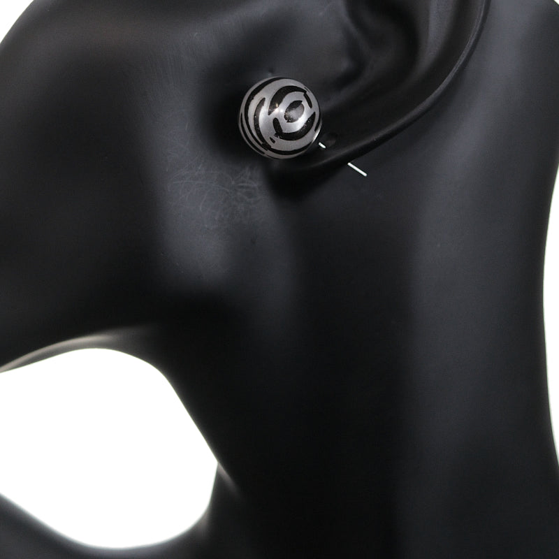 Black Silver Zebra Print Stud Earrings