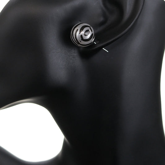 Black Silver Zebra Print Stud Earrings