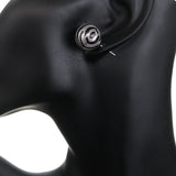 Black Silver Zebra Print Stud Earrings