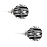 Black Silver Zebra Print Stud Earrings