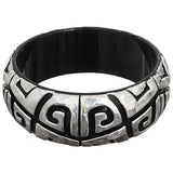 Black Silver Iridescent Swirl Bangle Bracelet