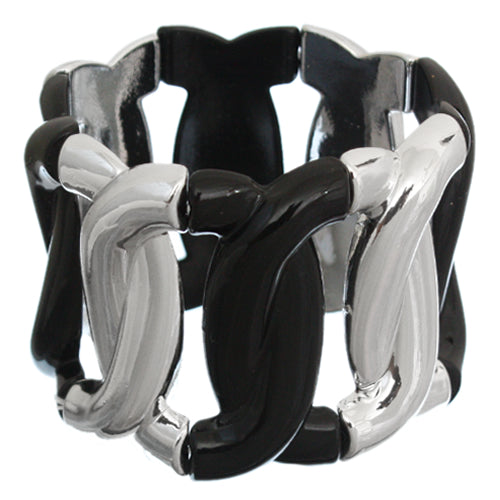 Black Silver Chain Link Stretch Bracelet