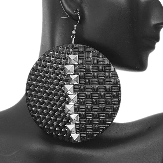 Black Studded Cone Earrings