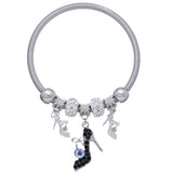 Black Fireball High Heel Shoe Charm Stretch Bracelet
