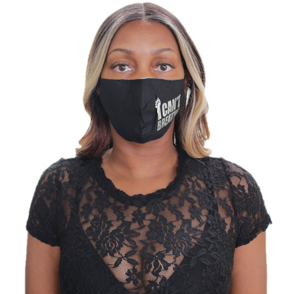 Black Silver I Can't Breath Face Mask
