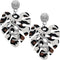 Brown White Leaf Shaped Snake Earrings