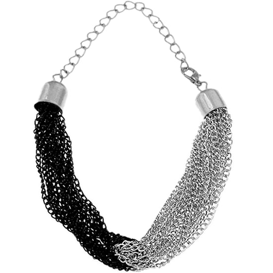 Black Silver Multi Line Chain Bracelet