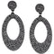 Black Silver Felt Pave Oval Rhinestone Earrings