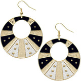 Black Round Studded Glitter Earrings