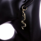 Black Beaded Slither Snake Leverback Earrings