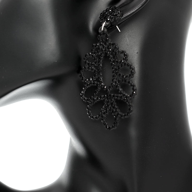 Black Chandelier Teardrop Felt Earrings
