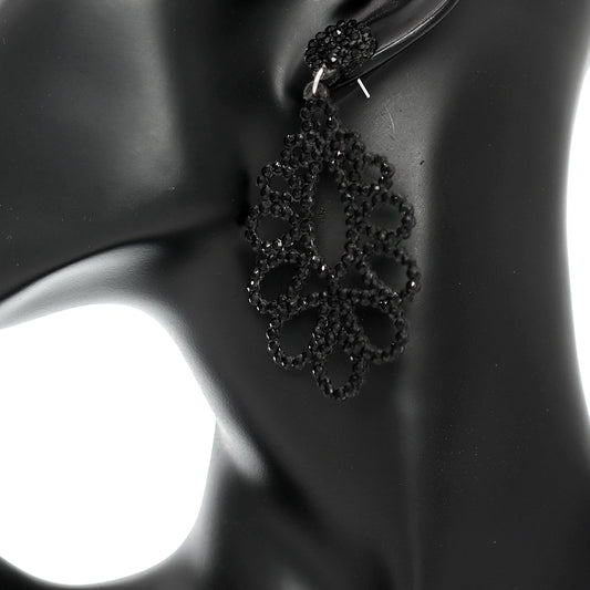 Black Chandelier Teardrop Felt Earrings