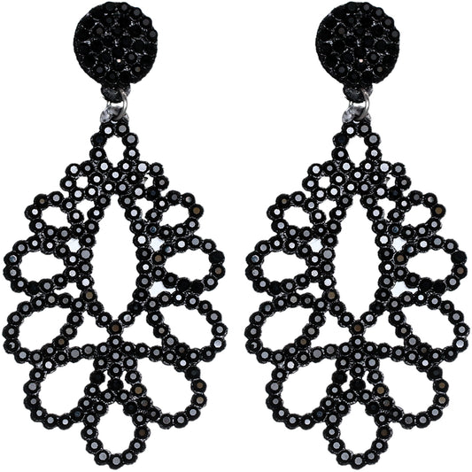 Black Chandelier Teardrop Felt Earrings