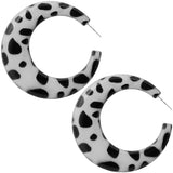 Black White Spotted Hoop Earrings