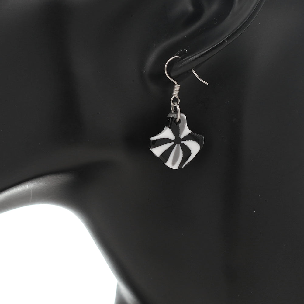 Black White Swirl Candy Dangle Mini Earrings