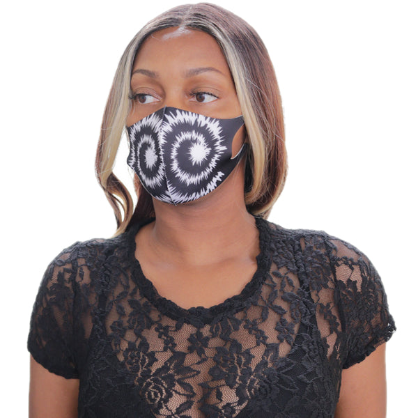 Black Swirl Pattern Face Mask