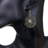 Black Tassel Fringe Drop Earrings