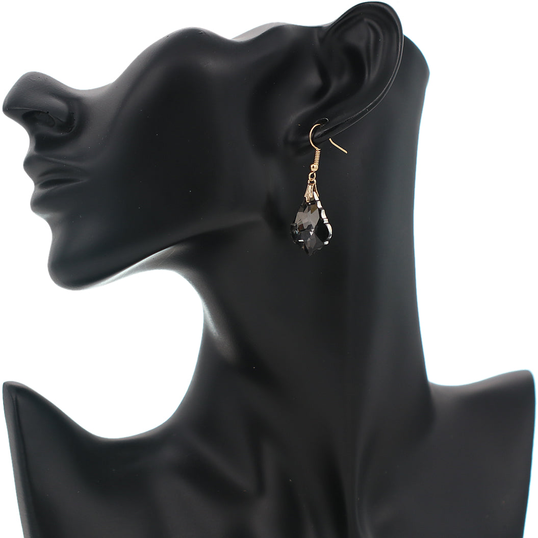 Black Pointed Teardrop Mini Dangle Earrings