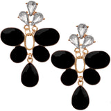 Black Teardrop Rhinestone Elegant Post Earrings