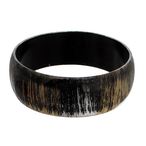 Black Glossy Textured Bangle Bracelet