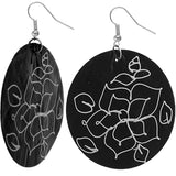 Black Floral Shell Earrings