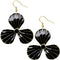 Black Three Leaf Clover Striped Earrings