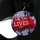 Black Tie Dye Black Lives Matter Wooden Earrings