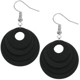 Black Layered Wooden Dangle Earrings