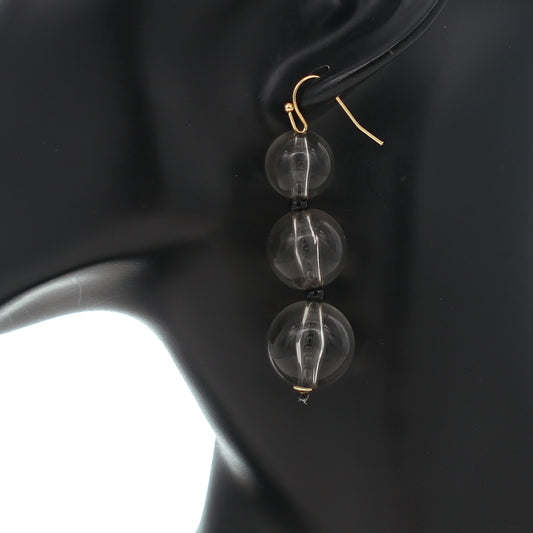 Black Transparent Triple Ball Drop Earrings