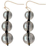 Black Transparent Triple Ball Drop Earrings