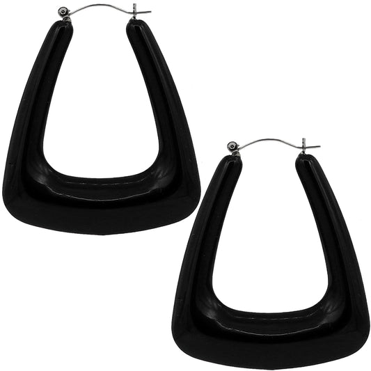 Black Trapezoid Shape Hoop Earrings