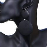 Black Triple Circular Cascade Wooden Earrings