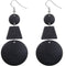 Black Triple Geometric Wooden Drop Earrings