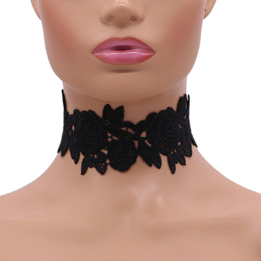 Black Floral Choker Necklace