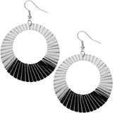 Black White Open Round Thread Earrings