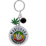 White Rasta Leaf Weed Marijuana Keychain