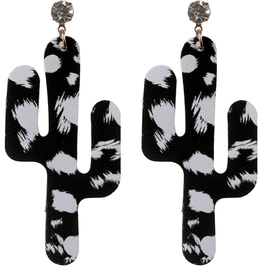 Black White Felt Cactus Earrings