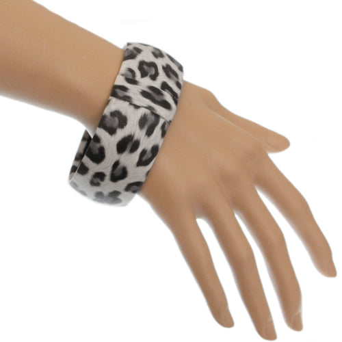 Black White Cheetah Print Bangle Bracelet