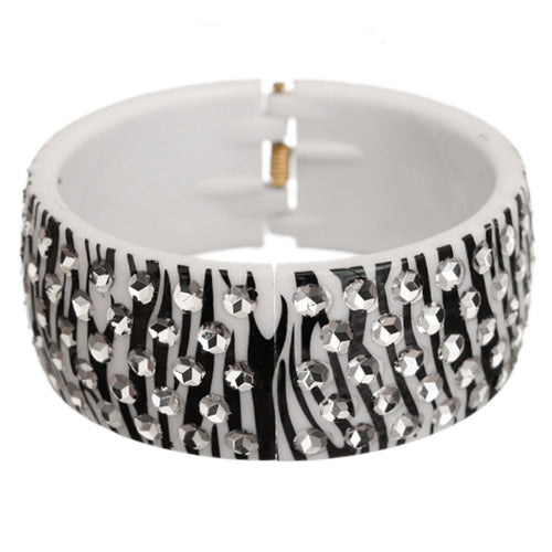 Black and White Five Row Hinge Bracelet