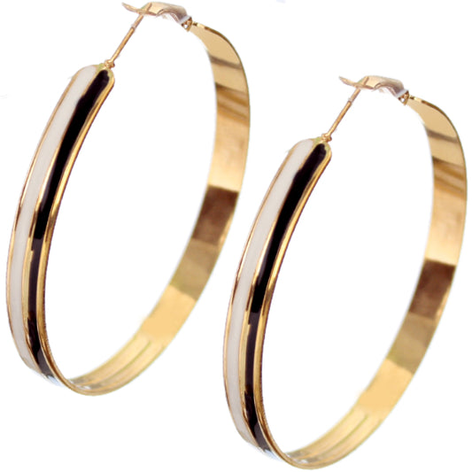 Black White Round Hoop Earrings